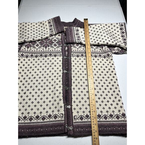 Dale Of Norway Purple And Cram Nordic Norwegian Clasp Front Cardigan Sweater M - Picture 6 of 8